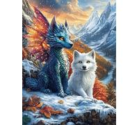 Wolf And White Fox in Magical Forest 1000 Piece Complete DIY Jigsaw Puzzle Magical Accompany Fairy Tale Collectors Mind Relaxation Educational Decorative Puzzle Gifts for Adults Wooden Cardboard 1000