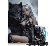 Wolf And Woman 1000-piece Jigsaw Puzzles Brain Fun Training Seamless Fit Precise Pieces Fascinating Hobby for Idle Moments (50x75cm)
