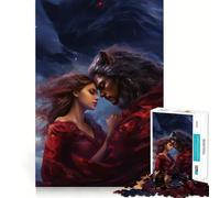 Wolf And Woman Embrace 1000 Piece Jigsaw Puzzles Memory Train Fun Smooth Burr Free Surface Entertaining Challenge for Spare Time (50x75cm)