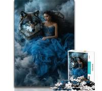 Wolf And Woman JigsawPuzzle 1000 Pieces for Adults,Family Game Stress Reliever Difficult Challenge Secret Santa Gifts 50x75cm