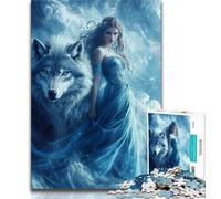 Wolf And Woman JigsawPuzzle 1000 Pieces for Adults,Toys Educational Games Stress Relieving Suitable for Desktop Decoration (75x50cm)