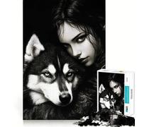 Wolf And Woman Portrait Jigsaw 1000 Pieces for Adults Memory Fun Game Expert Cutting Craftsmanship Relaxing Indoor Group Activity (50x75cm)