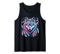 Wolf Animal Face Art Graphic Wildlife Colorful Wolf Lover Tank Top