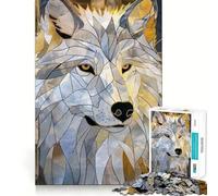 Wolf Animal Gold 1000 Piece Jigsaws for Adults Brain Training Fun Clean Cut Sturdy Components Calming Mental Break Activity (38x26cm)