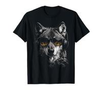 Wolf Animal Motif Music Headphone Art Wolf T-Shirt