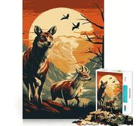 Wolf Animal Retro Jigsaws 1000 Pieces for Adults Memory Boost Game Professional Grade Cutting Heartwarming Gathering Activity (38x26cm)