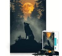 Wolf Animal Sunset 1000 Jigsaw Puzzle Mental Fun Game Seamless Fit Precise Pieces Relaxing Indoor Group Activity (38x52cm)