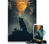 Wolf Animal Sunset 1000 Piece Jigsaws for Adults Mind Train Fun Precision Cut Smooth Edges Absorbing Activity for Quiet Nights (38x26cm)