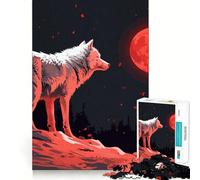 Wolf Animal Sunset 1000 Piece Puzzle For Adults Problem Solving Toy Professional Grade Cutting Relaxing Indoor Group Activity (50x75cm)