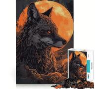 Wolf Animal Sunset 1000 Piece Teenager Puzzles Cognitive Train Game Zero Gap Compact Fun for Family Game Time (38x26cm)