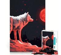 Wolf Animal Sunset Adults 1000 Piece Jigsaw Puzzle Focus Memory Game Zero Gap Compact Fun for Family Game Time (38x52cm)