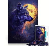 Wolf Animal Sunset Jigsaw Puzzle1000 Pieces Thinking Skill Game Seamless Fit Precise Pieces Family Fun Night Activity (50x75cm)