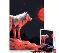 Wolf Animal Sunset Teenager Jigsaw Puzzles 1000 Pieces Cognitive Memory Soothing Downtime Exact Cut Birthday Gift (38x26cm)