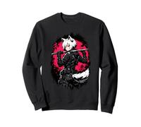 Wolf Anime Girl Katana Dark Warrior Aesthetic Japanese Style Sweatshirt