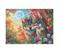 Wolf Apple Flower Forest Wildlife Wild Nature 500 Piece Jigsaw Puzzle for Adults Jigsaw Cozy Night In Activity Colourful Challenge Great Gift for Puzzle Lovers Stress Reliever 500 PCS