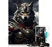 Wolf Armor Warrior Jigsaw Puzzle 1000 Piece Mental Exercise Fun Seamless Fit Precise Pieces Engaging Way to Pass Free Hours (50x75cm)