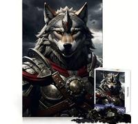 Wolf Armor Warrior Teenager Jigsaw Puzzles 1000 Pieces Memory Power Soothing Hobby Seamless Fit Cozy Xmas Gift (38x26cm)