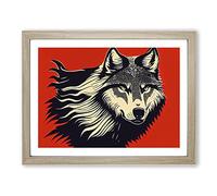 Wolf Art Abstract H1022 Framed Print for Living Room Bedroom Home Office Décor, Wall Art Picture Ready to Hang, Oak A2 Frame (64 x 46 cm)