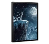 Wolf Art, Howl at The Moon, Dark Gothic Fantasy Canvas Poster Bedroom Decor Landscape Office Room Decor Gift 20" L X 30" W