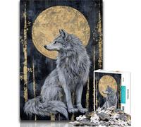 Wolf Art Jigsaws 1000 Pieces for Teenagers,Help The Brain Exercise Addictive Toys to Cultivate Patience Parent-child Interaction (38x26cm)