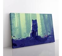 Wolf Art Painting Vol.1 Canvas Wall Art Print Ready to Hang, Framed Picture for Living Room Bedroom Home Office Décor, 50x35 cm (20x14 Inch)