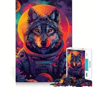 Wolf Astronaut Space 1000-piece Jigsaw Puzzles Think Exercise Game Tight Interlock No Gaps Interactive Brain Challenge for Home (50x75cm)