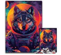 Wolf Astronaut Space JigsawPuzzle 1000 Pieces for Adults Wooden Jigsaw Perfect Home Or Office Decor Ideal 1000 PCS(75x50cm)