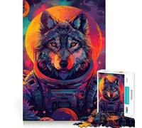 Wolf Astronaut Space Puzzles for Adults 1000 Pieces Focus Boost Fun Uniform Size Precise Pieces Bonding Activity for Loved Ones (38x26cm)