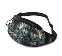 Wolf at Midnight Moon Fanny Pack Waist Bags for Women & Men, Casual Belt Bag Crossbody Bum Bag with Adjustable Strap for Outdoors Running Hiking