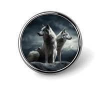 Wolf at Night Badge,Comfort Light in Weight Round Emblem Cute Funny Decor Brooch Smooth Does Not Fade Badges for Hats Jackets Coat Shirt