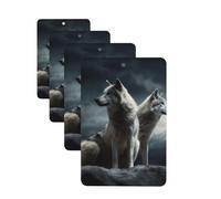 wolf at night Car Air Fresheners Cards 4 Pcs Hanging Fragrance Scented Cards Long-Lasting Car Aromatherapy Tablets for Wardrobe Bathroom Car Interior Mirror Pendant Gifts