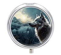 Wolf at Night Pill Box Mini Pill Case Pocket Pill Case for Men Travel Pill Box Cute Pill Organizer 3 Compartment Medicine Pill Organizer Pill Container Pill Holder