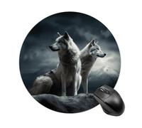 Wolf at Night Round Mouse Pad 7.8 Inch Portable Non-Slip Rubber Base Office Mouse Mat Waterproof Durable Smooth Surface Computer Mousepad for Laptop Desktop