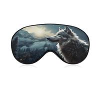 Wolf at Night Sleep Mask Light Blocking Eye Cover Polyester Eye Mask with Elastic Strap Blindfold for Side Sleeper Sleeping Masks Face Hugging for Women Men Travel