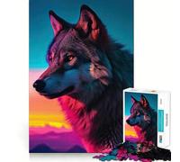 Wolf at Sunset Jigsaw 1000 Pieces for Adults Memory Fun Game Expert Cutting Craftsmanship Relaxing Indoor Group Activity (38x26cm)