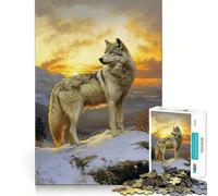 Wolf at Sunset Jigsaw Puzzles 1000 Mind Skill Play Premium Laser Cut Quality Quiet Time Mind Exercise at Home (50x75cm)