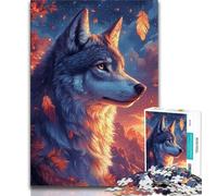 Wolf at Sunset Jigsaw Puzzles for Adults 1000 Piece,Staycation Kill Time with Fully Interlocking Randomly Shaped Pieces (38x26cm)
