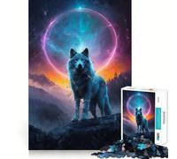 Wolf at The Moon Jigsaw for Teenagers1000 Pieces Mind Skill Play Laser Cut for Flawless Fit Quiet Time Mind Exercise at Home (50x75cm)