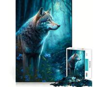 Wolf at The River 1000 Piece Adult Puzzles Mental Focus Game High Accuracy Cutting Craft Bonding Activity for Loved Ones (38x26cm)