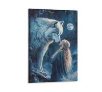 Wolf & Aurora 3D Modern Stretched And Artwork Canvas Mythology Prints Pictures Paintings on Wall Art for Living Room Bedroom Home Decorations 20x30inch(50x75cm)
