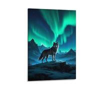 Wolf & Aurora 3D Wall Art Oil Painting Print On Canvas Mythology Posters And Prints Picture For Living Room Home Decoration 12x18inch(30x45cm)