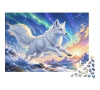 Wolf Aurora Mountain 1000pcs Mini Puzzle For Family Birthday Gift | 52x38cm Cardboard Living Room Decor Durable Structure Birthday Gift Stress Relief