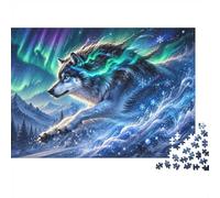 Wolf Aurora Snow Jigsaw Puzzle, 1000 Pcs Indoor Adult Game | 52x38cm Cardboard, Brain Workout, Tight Puzzle Fit, Art Admirers, Stress Reduction