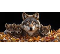 Wolf Autumn Diamond Art Kits Adults Large, 5D DIY Diamond Painting Kit for Adults, Full Drill Crystal Art Crafts Painting Picture, Cross Stitch Embroidery Canvas, for Home Wall Decor 80x160cm q-442