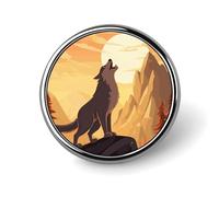 Wolf Badges Decorative, Durable Aluminum Alloy Round Badge, Lightweight Button Brooch for Shirts, Jackets, Hats, Uniforms 1"