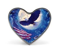 Wolf Bald Ea-gle Us Flag Full Moon Badge Heart Shape Cute Brooch Pins Button Badges for Backpack Jackets Hats Decor