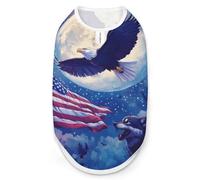 Wolf Bald Ea-gles Us Flag Full Moon Dog Shirts Patterned Pet Clothes Tank Top Sleeveless T-Shirt for Cats Puppy S