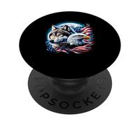 Wolf Bald Eagle American Flag Full Moon New Years Wolf Lover PopSockets Adhesive PopGrip