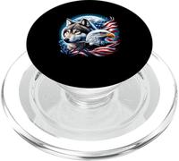 Wolf Bald Eagle American Flag Full Moon New Years Wolf Lover PopSockets PopGrip for MagSafe