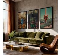 Wolf & Bear Prints Surreal Retro Wall Art Set Of 3, Vintage Collage Portraits, Modern Gallery Framed Prints, 40X50Cm